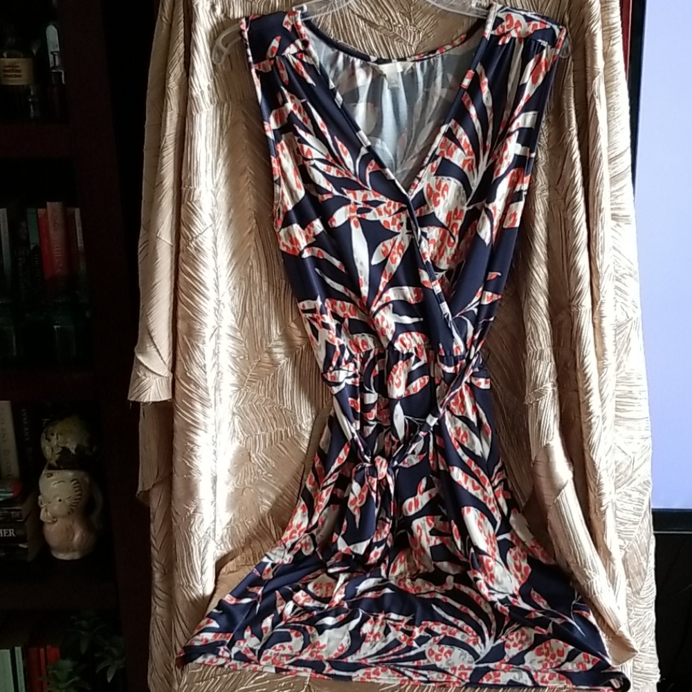 Banana Republic blue and orange cap sleeve